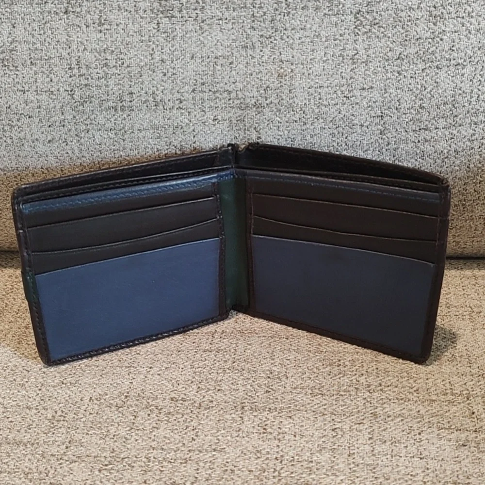 Gucci Microguccisima Brown/Color Block Leather Bifold Wallet-used-